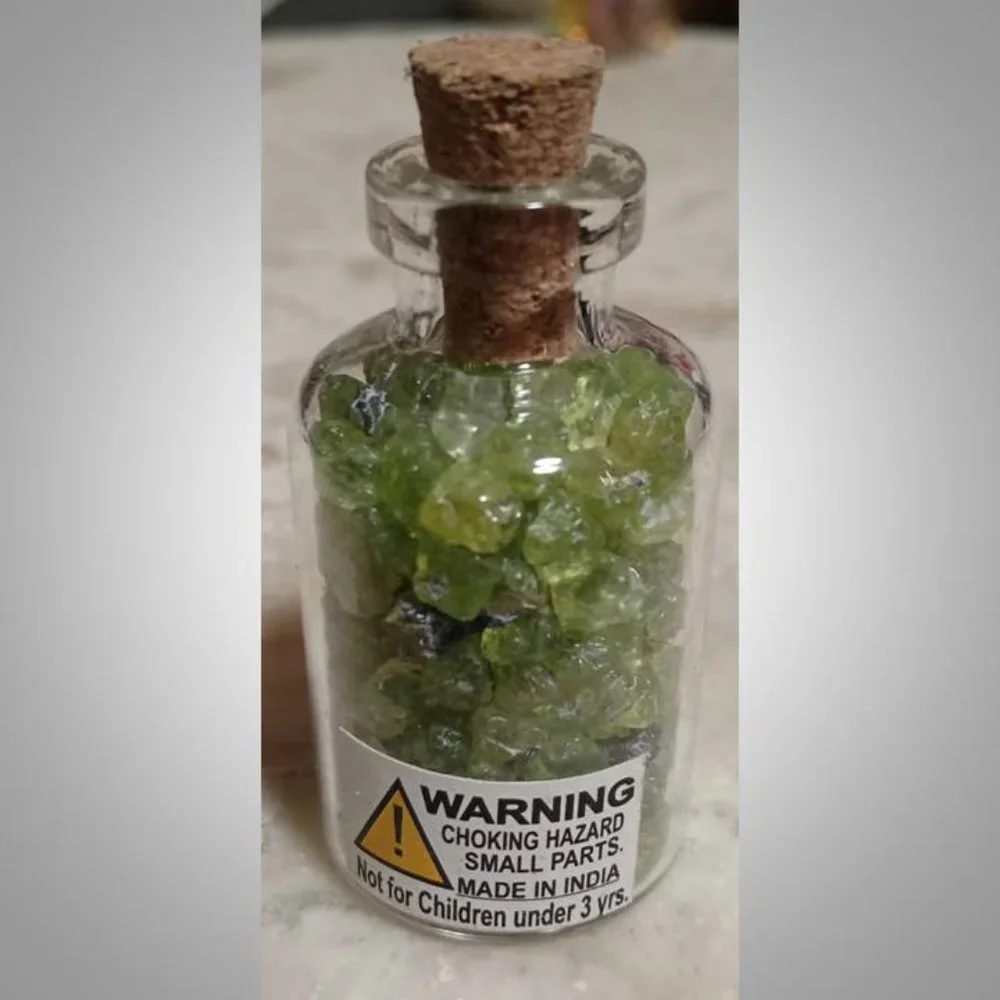 ONE PERIDOT crystal rock stone bottle AUGUST birthstone CHAKRA 02